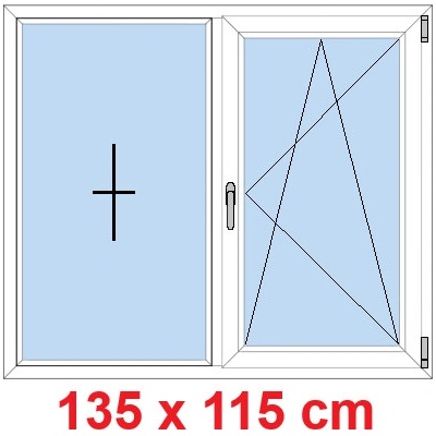 Soft Dvoukřídlé plastové okno 135x115 cm FIX+OS Zlatý dub