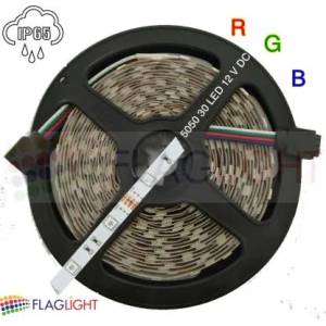  12V LED Лента Mногоцветна 5050 - 30 SMD/m RGB, 12V, 5 W/m, IP65, ролка 5м► 3.47лв/м (0516 RGB)