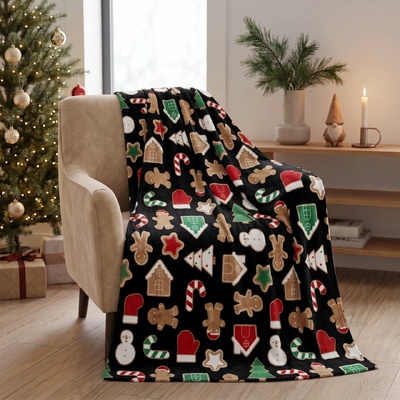 BBK vánoční deka z mikrovlákna Christmassy černá 130x170