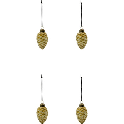 House Doctor Skleněné ozdoby Cone Gold – set 4 ks, zlatá barva, sklo