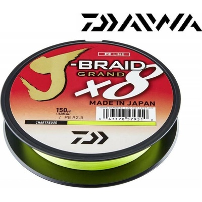 DAIWA Šňůra J-Braid GRAND X8 Chartreuse 135m 0,20mm 16kg