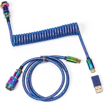 Keychron Colorful Premium Coiled Aviator Rainbow Plated Blue Кабел за клавиатура (CAB-6)