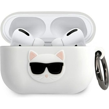 Karl Lagerfeld Защитен калъф Karl Lagerfeld Choupette, за Apple Airpods Pro, силиконов, с карабинер, бял (KLACAPSILCHWH)