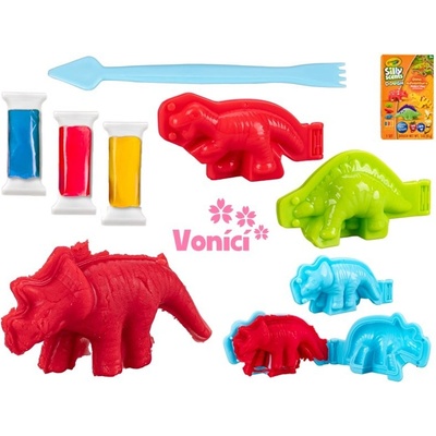 Crayola hmota tvarovací 28 g vonící 3 barvy 3 ks + sada tvarovátek dinosaurus