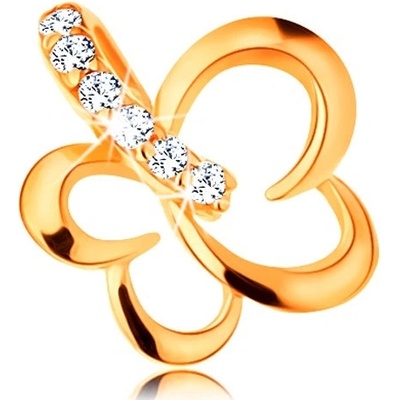 Šperky Eshop Přívěsek ze žlutého zlata obrys motýla zirkonové očko na řetízek S2GG120.15