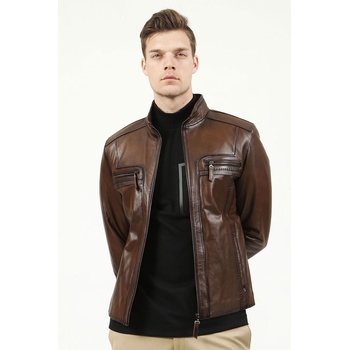 Jacket Club Мъжко яке от естествена кожа e-1004 - Кафяво #317604 (317604_Кафяво)
