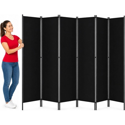 Shumee 6dílný paraván černý 300 x 180 cm