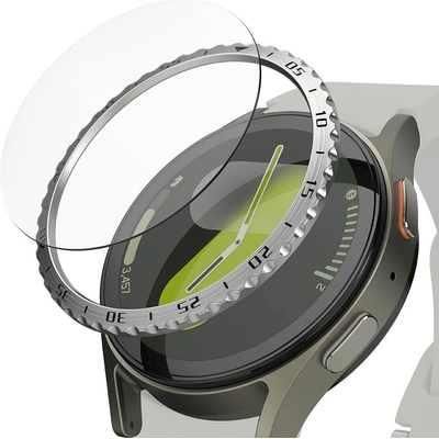 Ringke Bezel Styling Stainless Steel Silver Pattern 5 - комплект рамка от неръждаема стомана и стъклено защитно покритие за Samsung Galaxy Watch 7 40мм (сребрист)