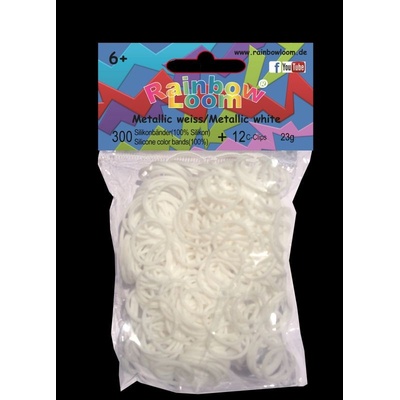 RAINBOW LOOM Original gumičky 300 kusov biela metalíza