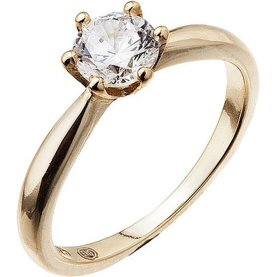 Evolution Group Pozlacený stříbrný prsten s jemným zirkonem 15014.1