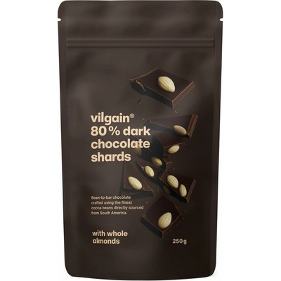 Vilgain Lámaná čokoláda 80% tmavá čokoláda s mandľami 250 g