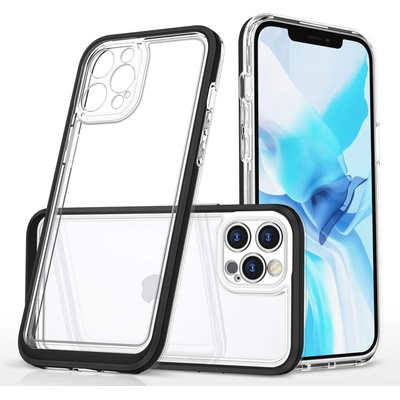 HQWear Прозрачен кейс 3в1 за iPhone 12 Pro с гел рамка, черен (9145576242391)