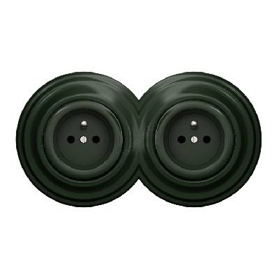 - Двойна ретро домашна розетка с рамка 230V зелена (KA0062B)