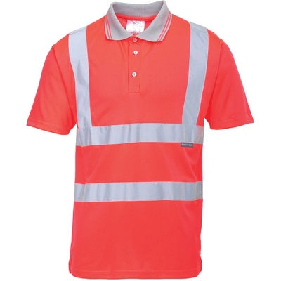 Portwest Polokošile S477 Hi-Vis krátké rukávy reflexní Červená L