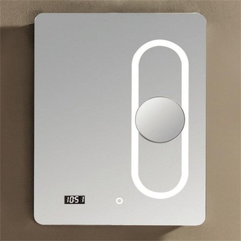 Inter Ceramic Правоъгълно led огледало, 60/80, с часовник и подвижно козметично огледалце (icl 1715 new)