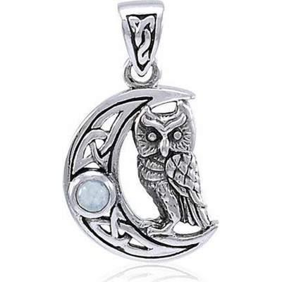 Fantasy Šperky Keltská sova v půlměsíci stříbrný přívěsek P3410