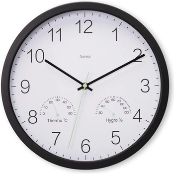 Hama Стенен часовник Santorini, без тиктакане, Термо/хигрометър, Ø 30см, (HAMA-185885)