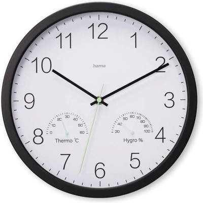 Hama Стенен часовник Santorini, без тиктакане, Термо/хигрометър, Ø 30см, (HAMA-185885)