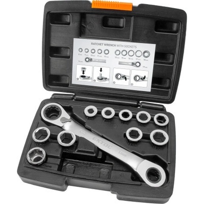 Extol Premium klíč ráčnový tvarovaný a vložky sada 11ks 8-19mm 8816101