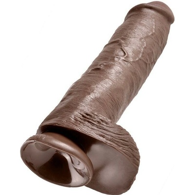 King Cock 11&Quot; Cock Brown With Balls 28 Cm