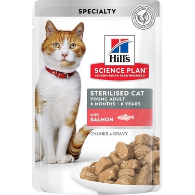 Hill's Hills Science Plan Feline Sterilised Cat Young Adult пауч с месо от риба, за кастрирани котки от 6 месеца до 6 години 85gr