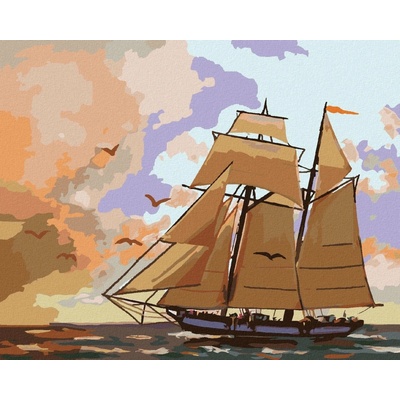 Zuty Malování Podle Čísel Plachetnice Ptáci A Červánky D. Rusty Rust 80 x 100 cm Plátno Rám