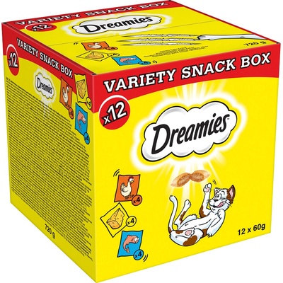 Dreamies Mixbox s kuracím, syrom a lososom 12 x 60 g