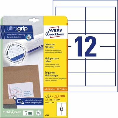 avery zweckform Etikety univerzálne 97x42,3mm Avery A4 25+5 hárkov