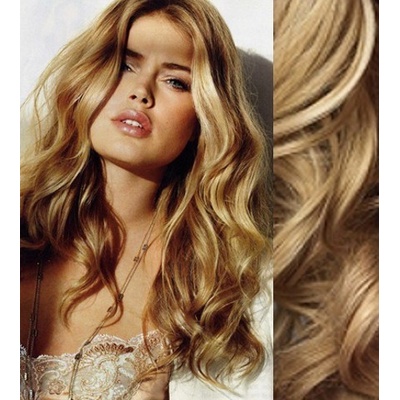 Clip in vlnité vlasy pravé ľudské REMY 53 cm prírodná blond