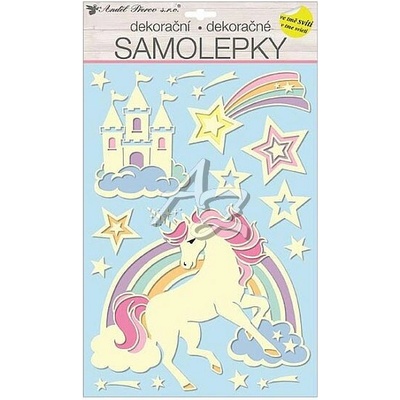 Anděl Samolepky na zeď svítící ve tmě jednorožec 41 x 25 cm