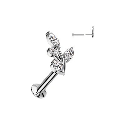 Šperky4U piercing do brady s větvičkou Push In labreta LB1138