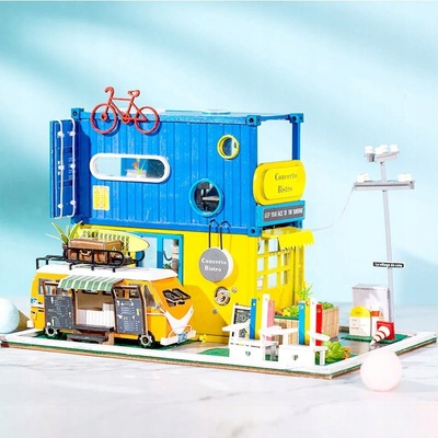 HABARRI Miniatura domečku DIY LED Bistro na Route 66