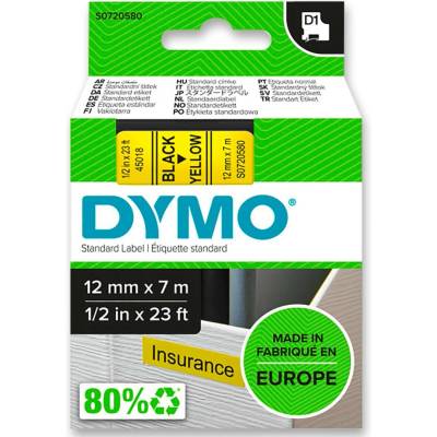 Dymo D1 S0720580 - originální polyesterová páska - 12 mm × 7 m, černo-žlutá