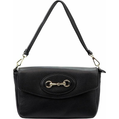 Luka dámska kožená kabelka 20-050 DOLLARO čierna crossbody s odnímateľným popruhom