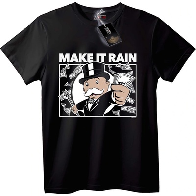 NOONEBRAND Тениска Monopoly човек Направи дъждец - 2XL, Black