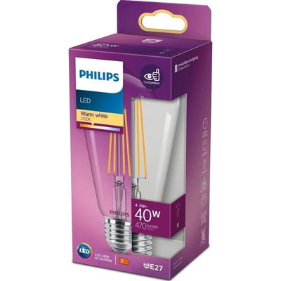 Philips LED Edison E27 ST64 žiarovka 4,3W = 40W 470lm 2700K teplé vlákno