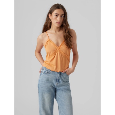 Vero Moda Къса блуза Vero Moda Women's Knitted Short-Sleeve Crop Top - Mock Orange
