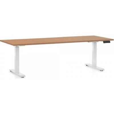 Rauman Výškovo nastaviteľný stôl OfficeTech D 200 x 80 cm biela podnož buk