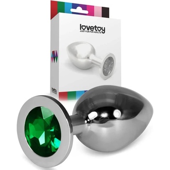 Метален плъг с кристали, размер L, 10, 2см. - Rosebud Classic Green (LVTOY00623)