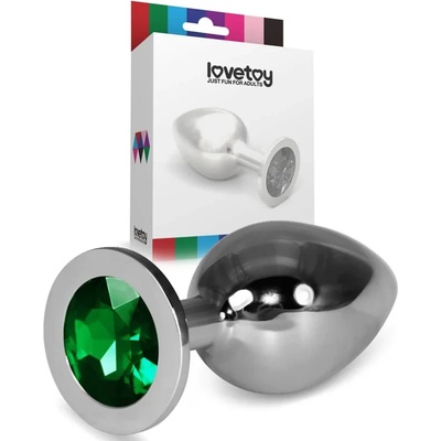 Метален плъг с кристали, размер L, 10, 2см. - Rosebud Classic Green (LVTOY00623)