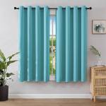 Joydeco Opaque curtains with eyelets, set of 2, blackout curtain, thermal curtain, heat protection, eyelet curtain for bedroom, living room (2xH137xW117, cyan blue) - EJ21001-TBU (EJ21001-TBU)