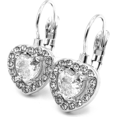 Steel Jewelry náušnice BÍLÉ SRDCE z chirurgické oceli NS231188