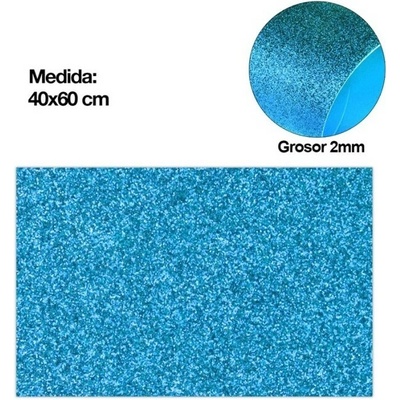 Pěnová guma EVA - glitter modrá azurová