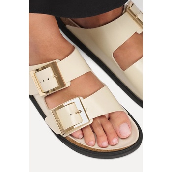 Image 1 of Birkenstock дамски кожени чехли с равна подметка Arizona Droplet Buckle (1031809)