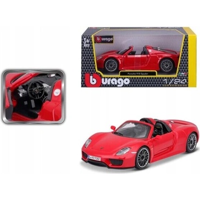 Bburago Porsche 918 Spyder v měřítkučervený precizně zpracovaný mo 1:24
