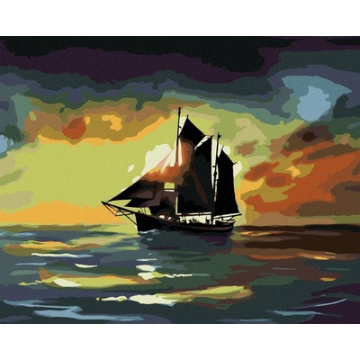 Zuty Malování Podle Čísel Plachetnice V Západu Slunce D. Rusty Rust 80 x 100 cm Plátno Rám