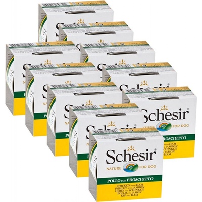 Schesir Adult kuře a šunka v želé 10 x 150 g