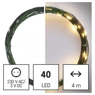 LED vianočná nano reťaz zelená 4 m vonkajšia aj vnútorná teplá biela časovač 8592920095102