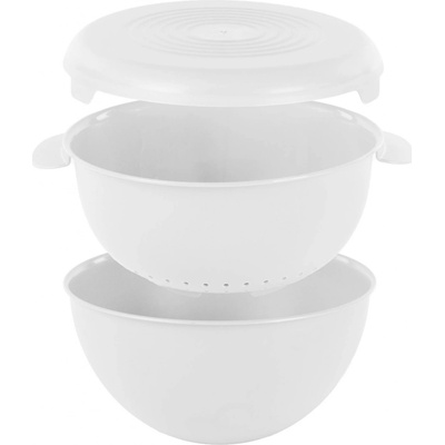 PRACTIC Miska s cedníkem a víkem, Ø 24 cm, bílá bílá