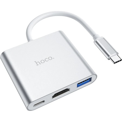 hoco. Хъб Hoco HB14 Easy use Type-C ( Type-C to USB3.0+HDMI+PD) - Сребрист